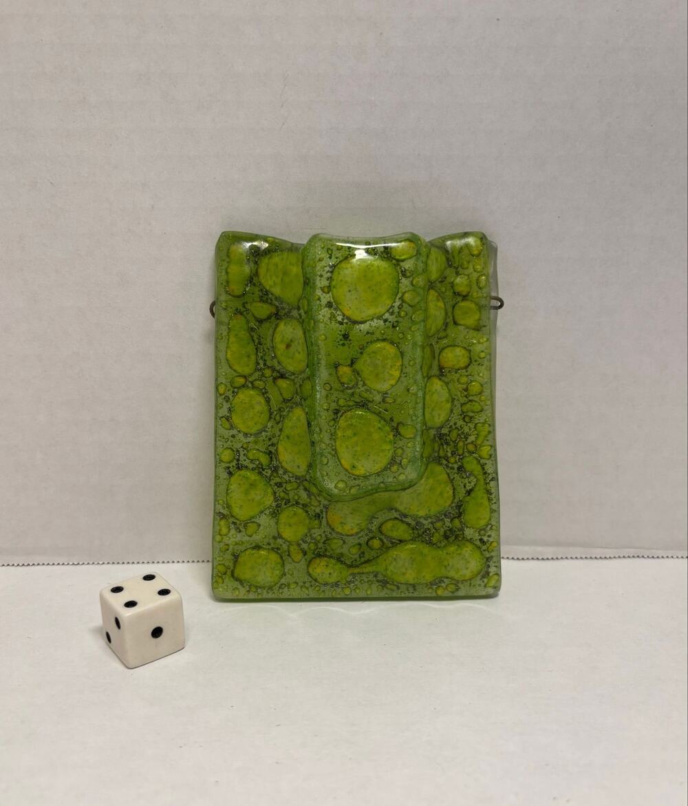 Green Bubble Art Glass Wall Pocket Bud Vase